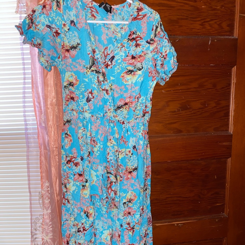 Floral maxi dress with shorts attached